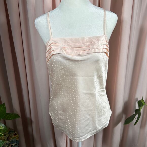 Vintage Indulgence Peach Satin Dot Cami Size 34 USA Made 90s Y2K Lingerie Top - Picture 4 of 12
